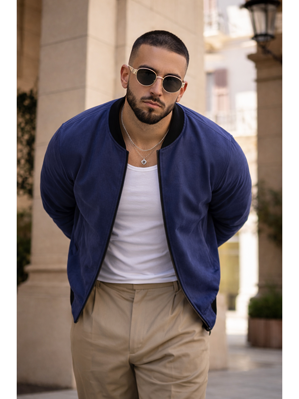 Erkek Trend Basic Günlük Premium Lacivert Nubuk Ceket-1