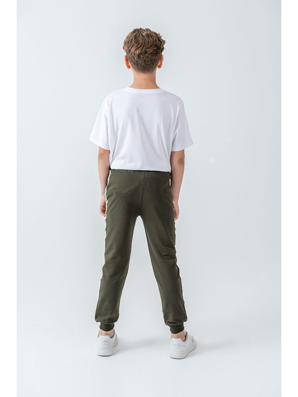 Haki Yanlar Şeritli World Wide Baskılı Erkek Çocuk Eşofman Altı-4