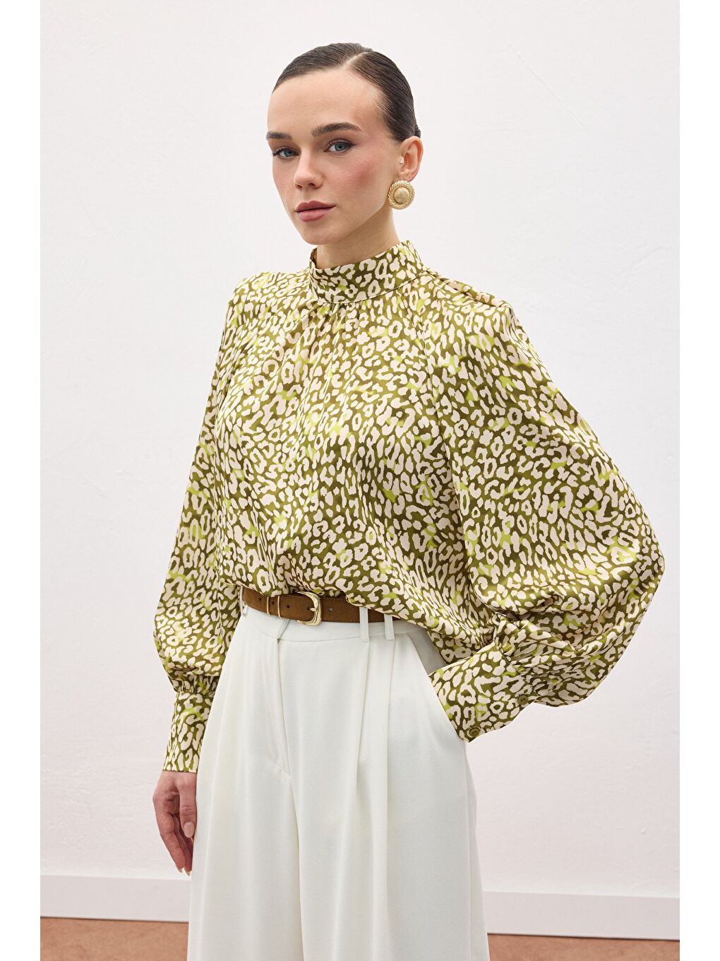 Desenli Bluz - Yeşil-2