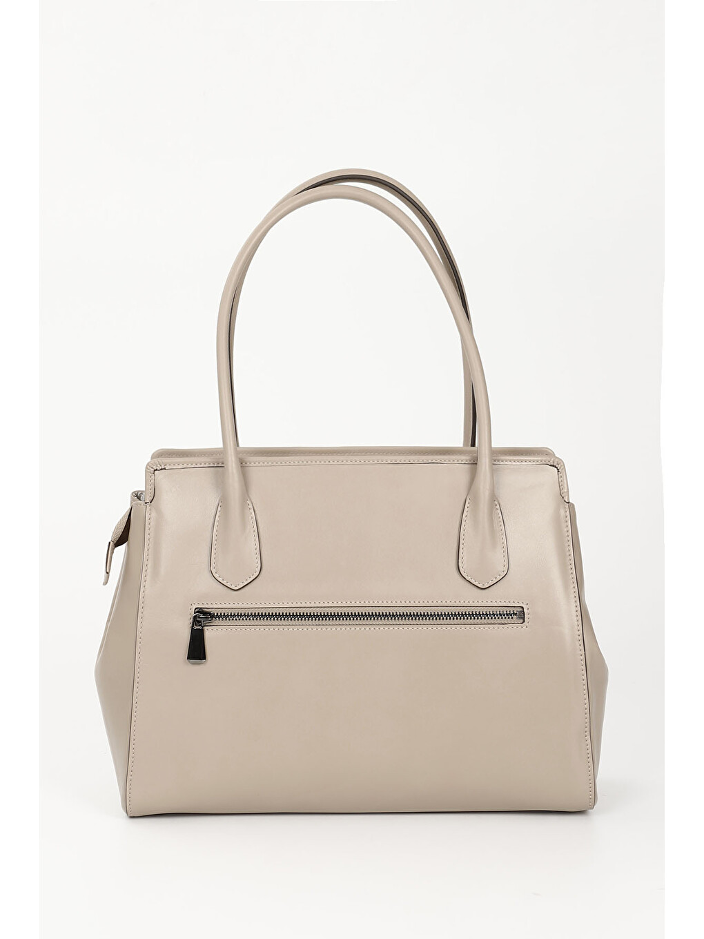 Bej Vizon Platinum Hakiki Deri Büyük Boy Kadın Omuz Ve El Çantası B3495-3