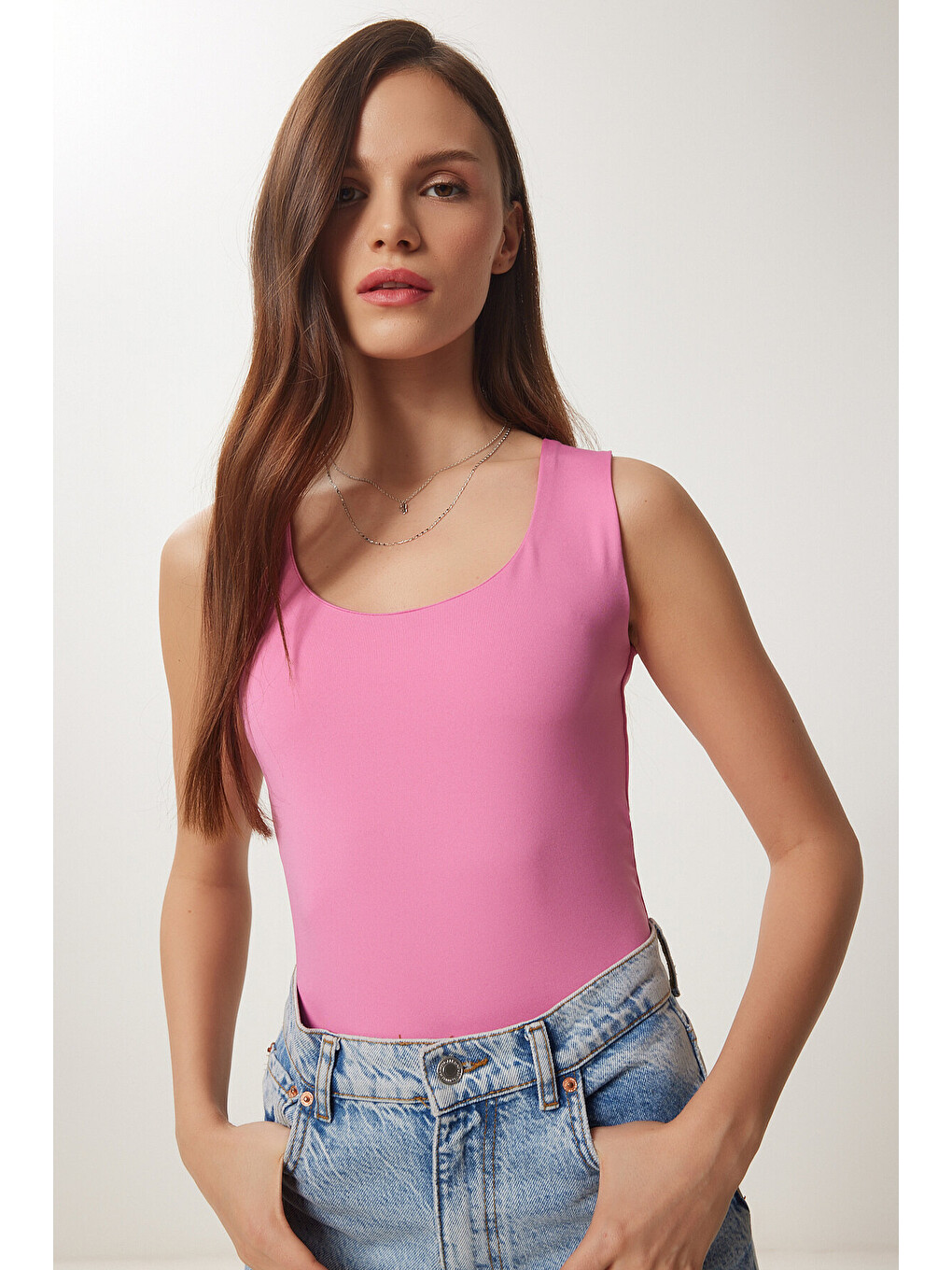 Pembe Kolsuz Sandy Bluz PEMBE LAN0029-1