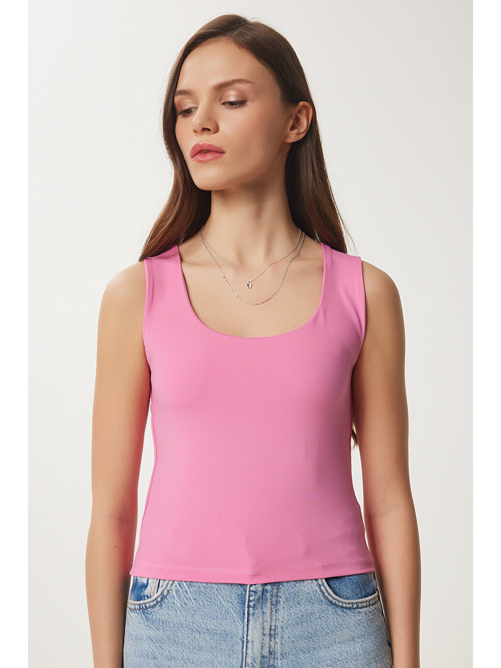 Pembe Kolsuz Sandy Bluz PEMBE LAN0029-2