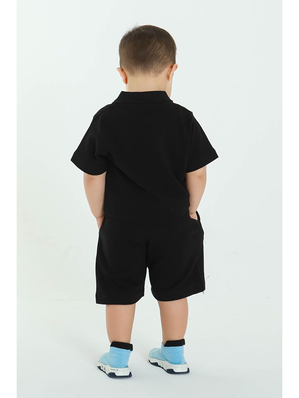 Siyah POLO YAKA ERKEK ÇOCUK ALT ÜST ŞORTLU TAKIM-4