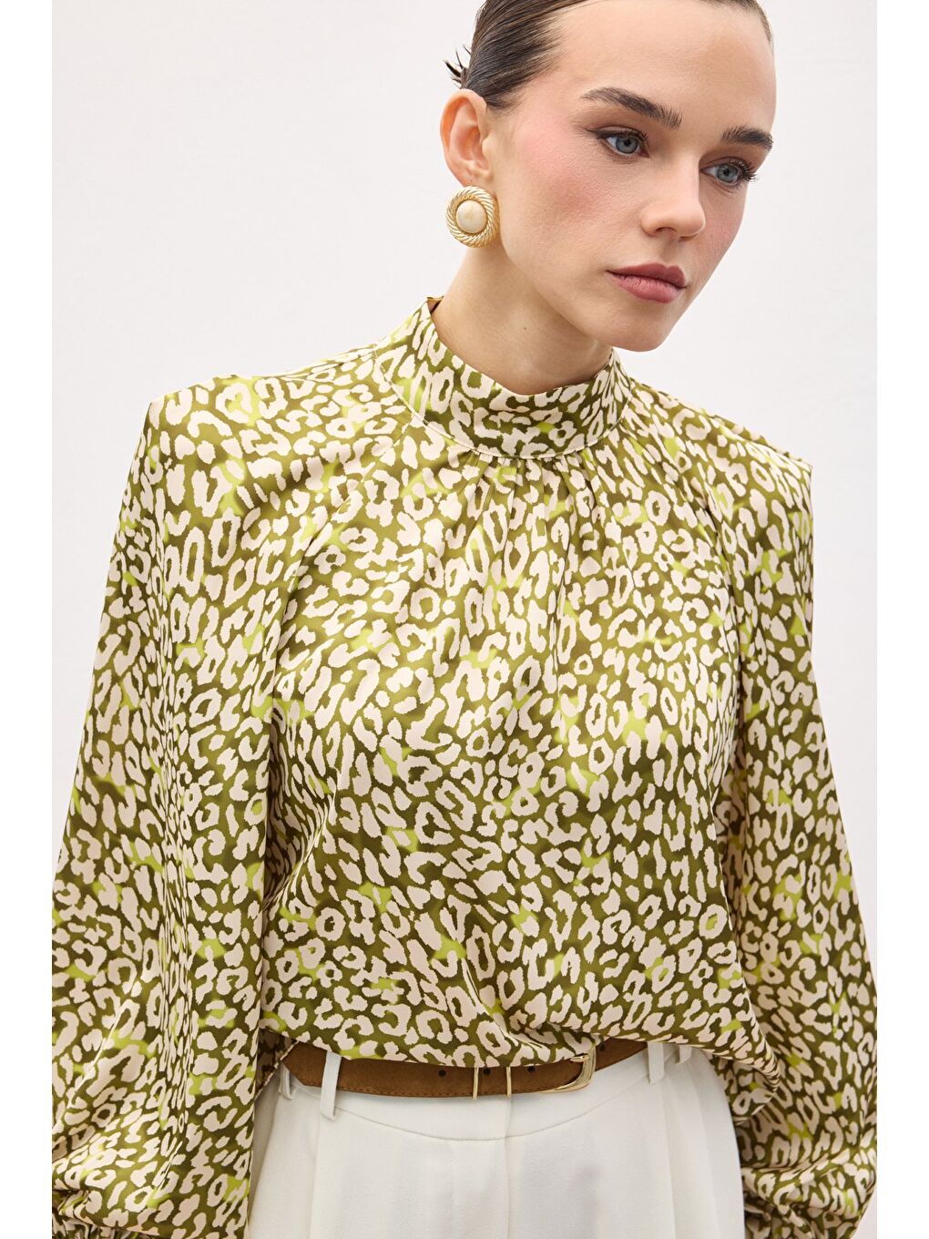 Desenli Bluz - Yeşil-5