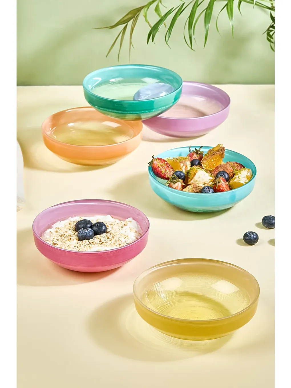 Karışık IP Rainbow 6 Parça Cam Dondurma/Çerez/Meze/Meyve Kase Seti-1