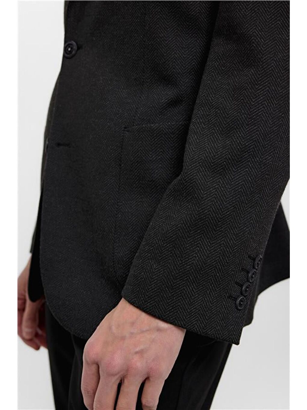 Siyah Regular Mono Yaka 6 Drop Ceket-5