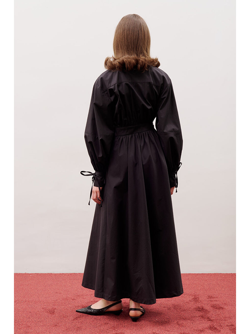 Enya Pileli Gömlek Elbise Siyah-4