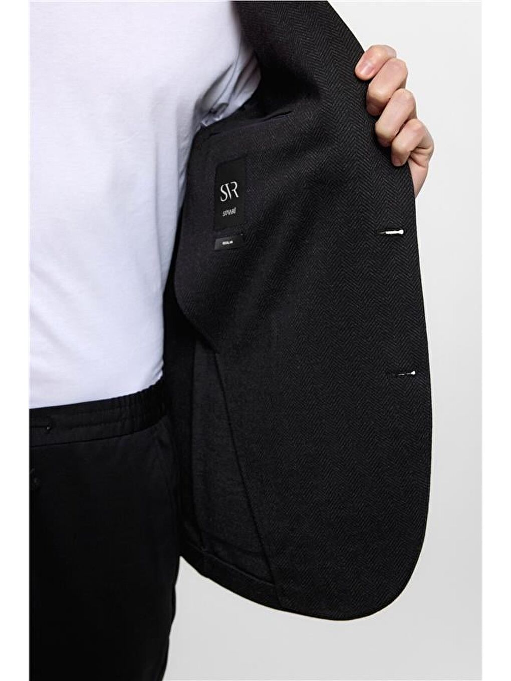 Siyah Regular Mono Yaka 6 Drop Ceket-6