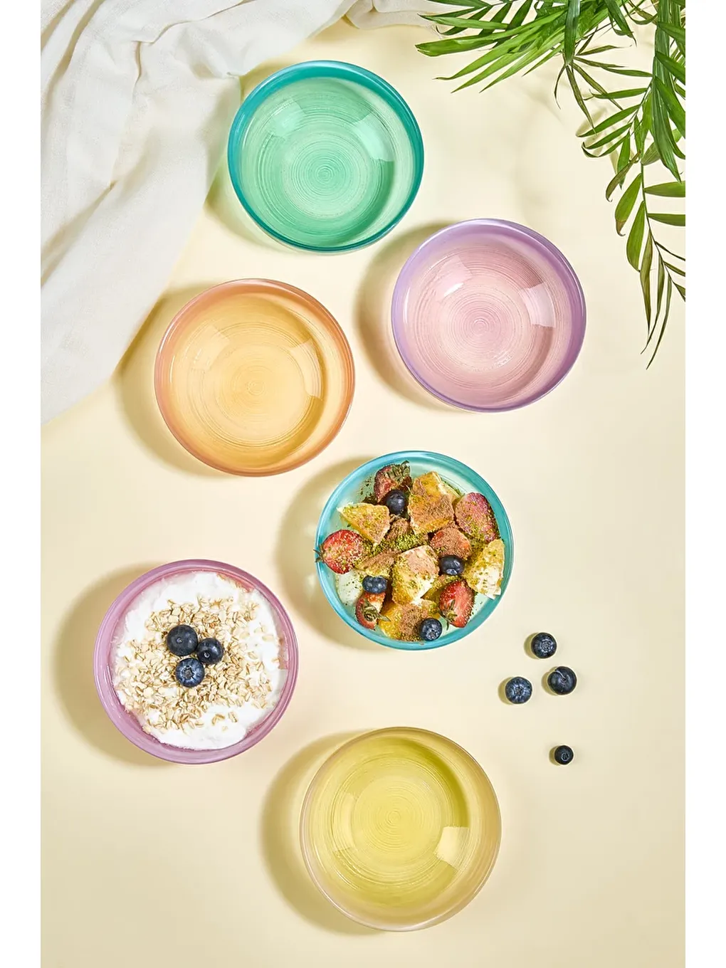 Karışık IP Rainbow 6 Parça Cam Dondurma/Çerez/Meze/Meyve Kase Seti-2