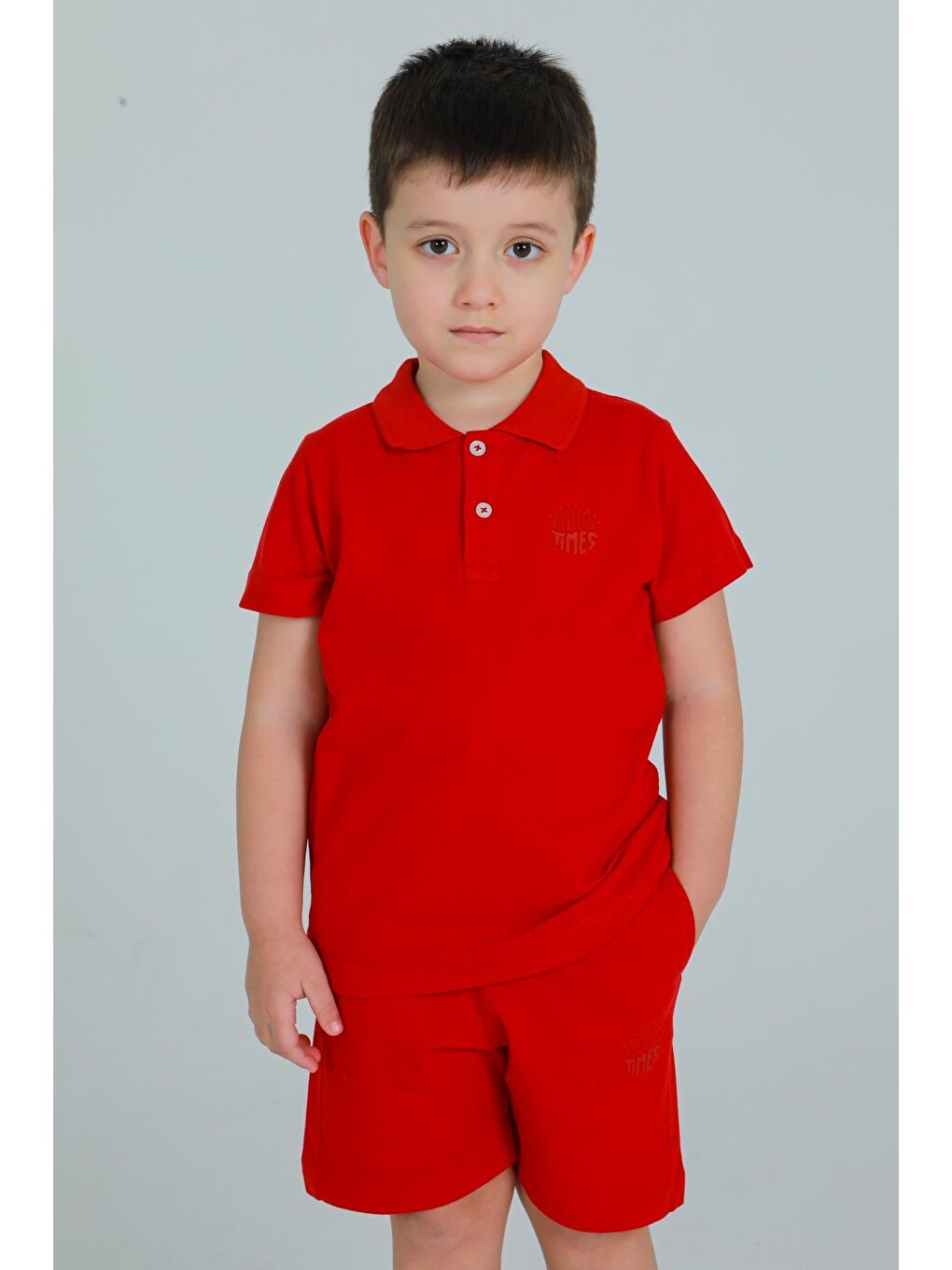 Kırmızı POLO YAKA ERKEK ÇOCUK ALT ÜST ŞORTLU TAKIM