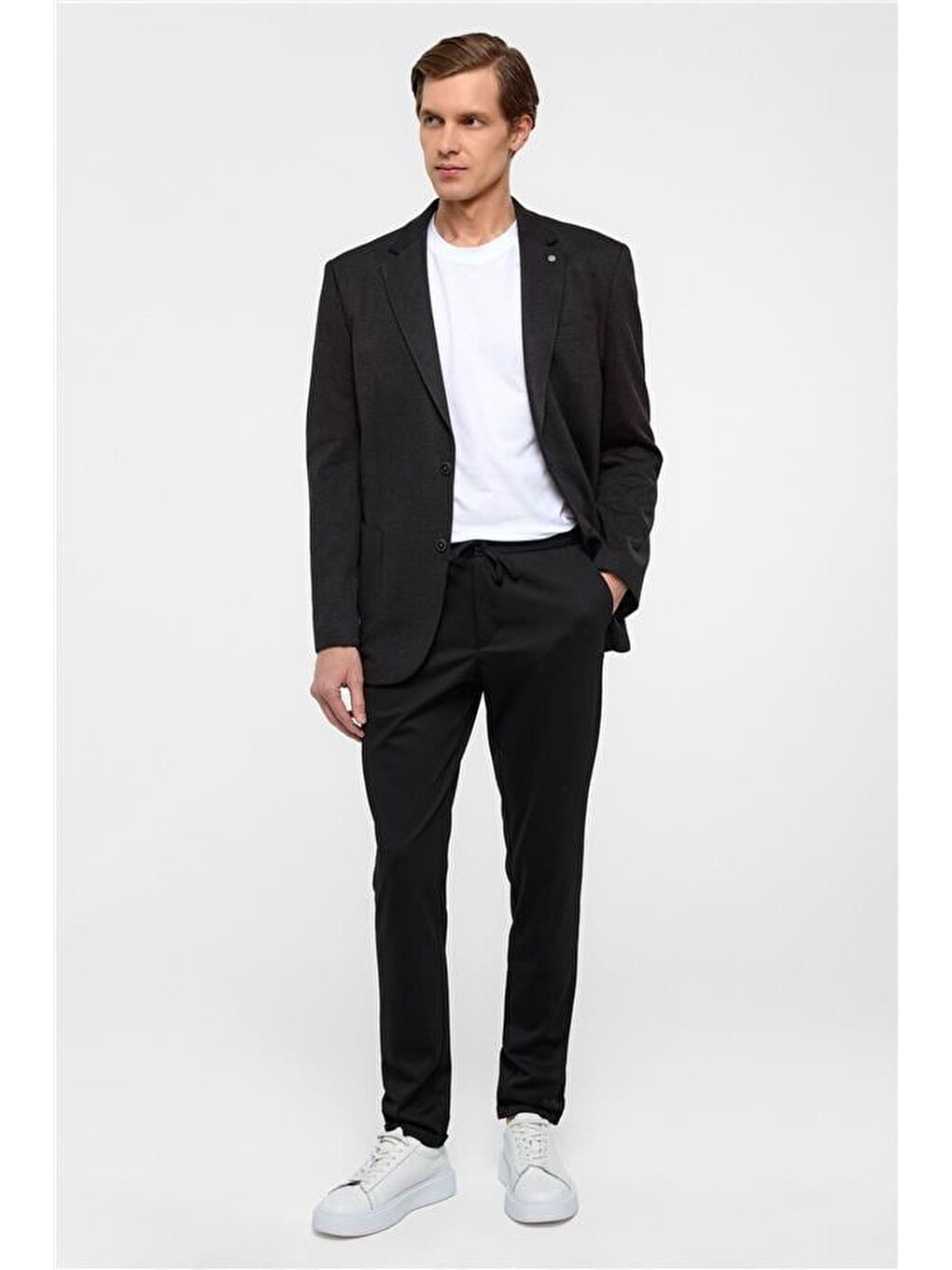 Siyah Regular Mono Yaka 6 Drop Ceket-8