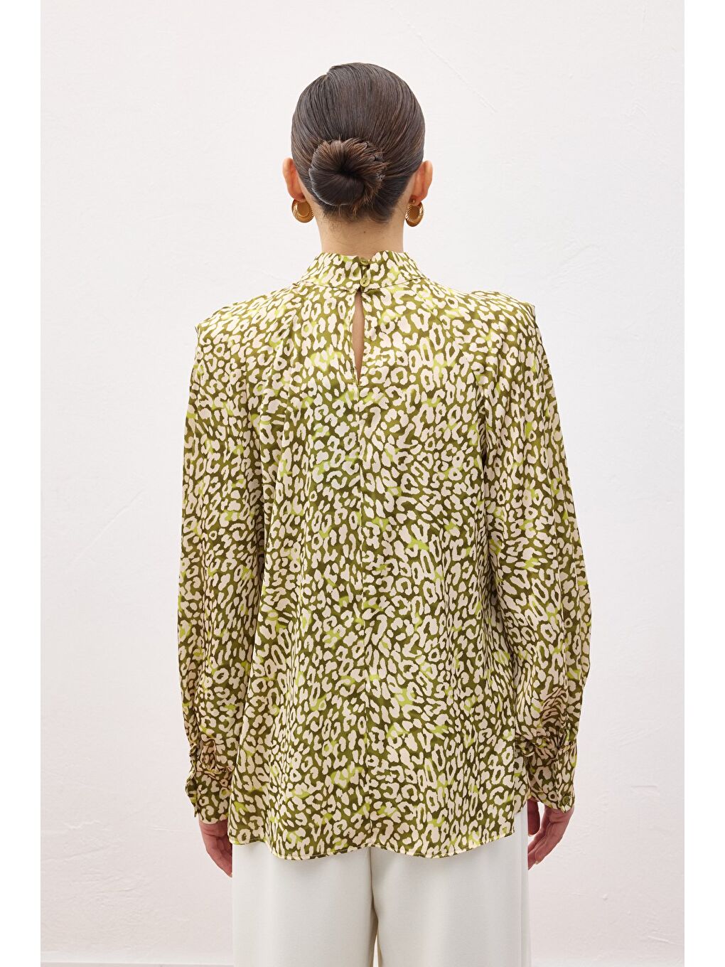 Desenli Bluz - Yeşil-7