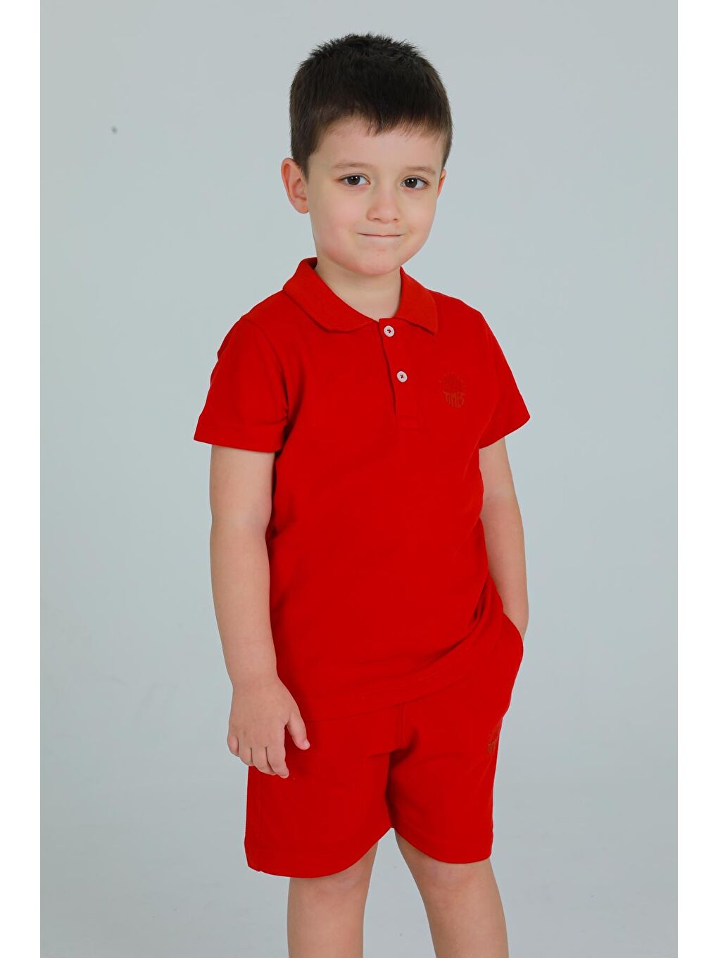 Kırmızı POLO YAKA ERKEK ÇOCUK ALT ÜST ŞORTLU TAKIM-1