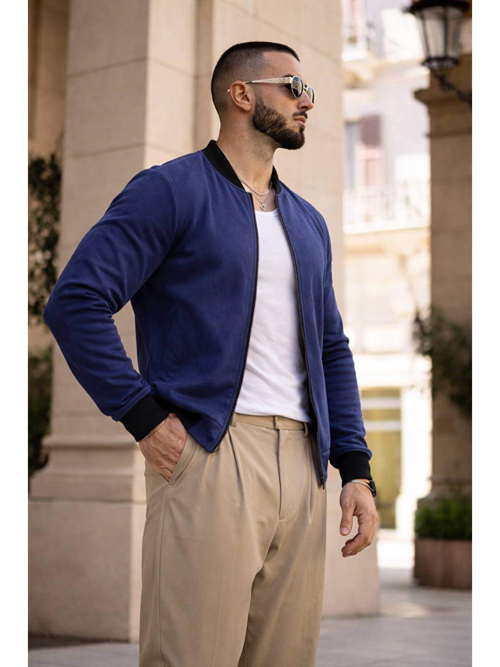 Erkek Trend Basic Günlük Premium Lacivert Nubuk Ceket-4