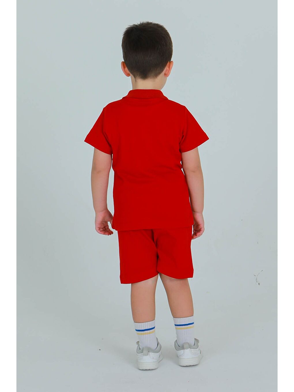 Kırmızı POLO YAKA ERKEK ÇOCUK ALT ÜST ŞORTLU TAKIM-3