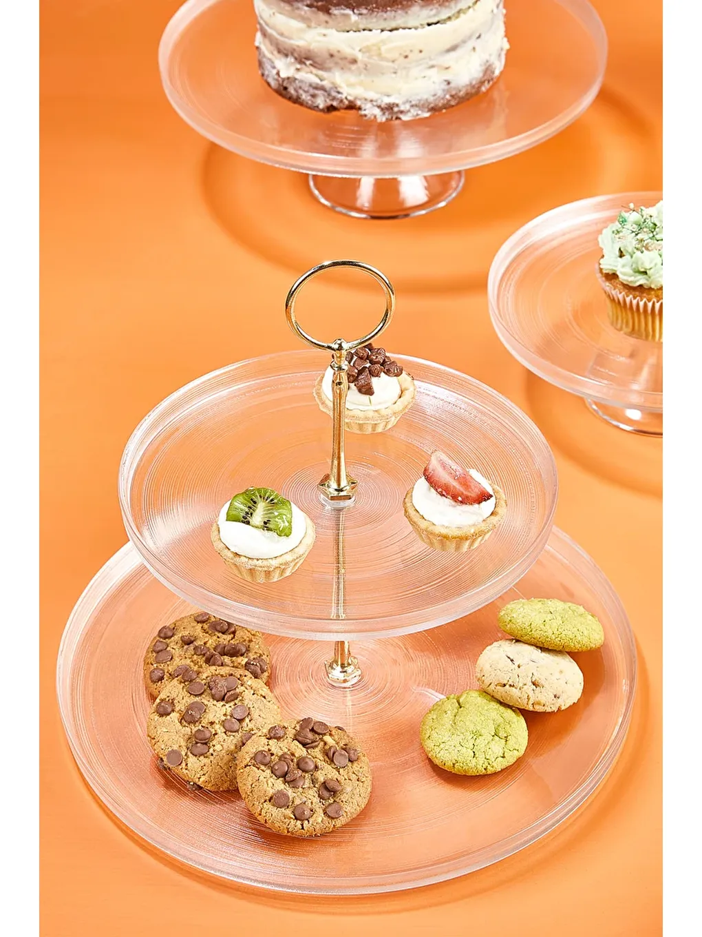 Renksiz IP 5 Parça Pasta/Kek/Tatlı Sunum Standı Seti-2