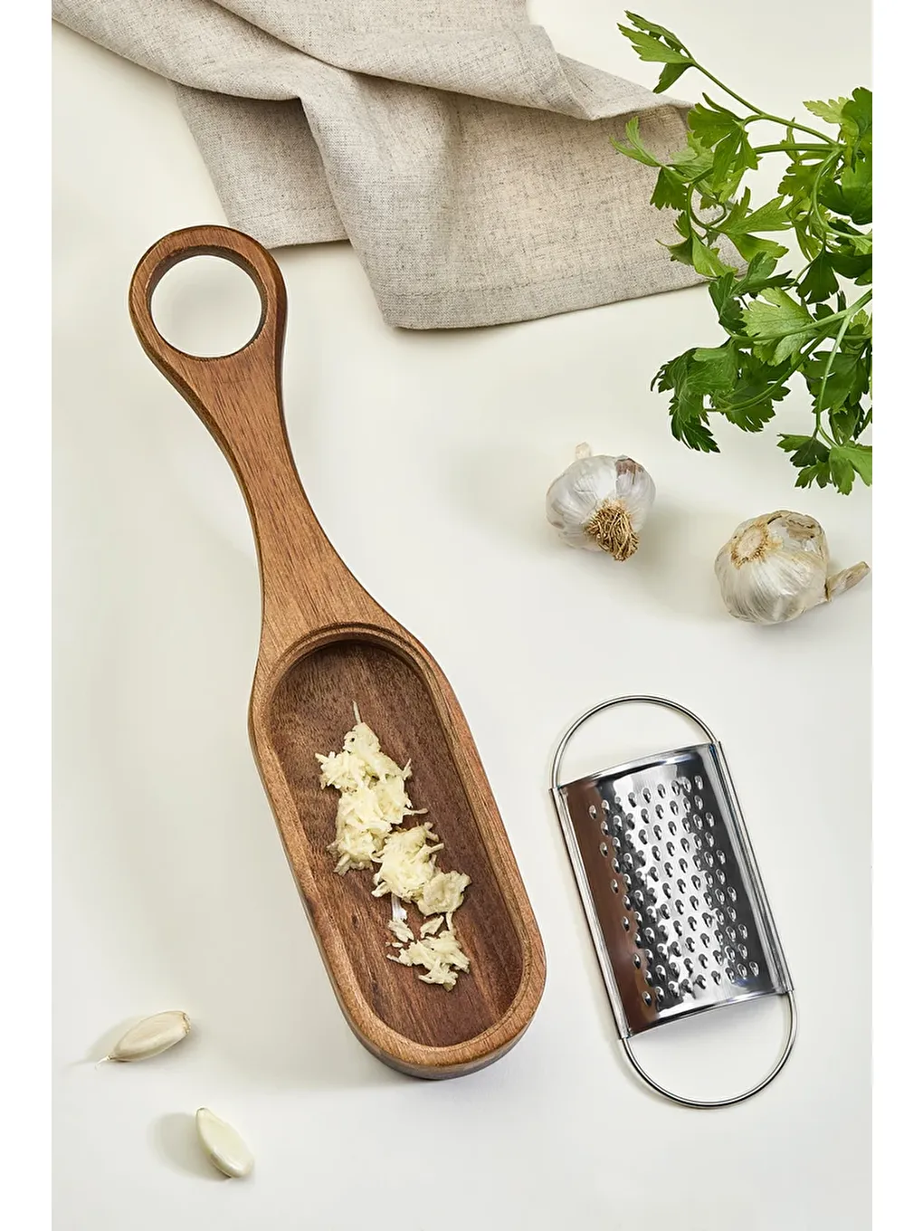 Gri Akasya Ahşap Paslanmaz Çelik El Rendesi - Hazneli-1