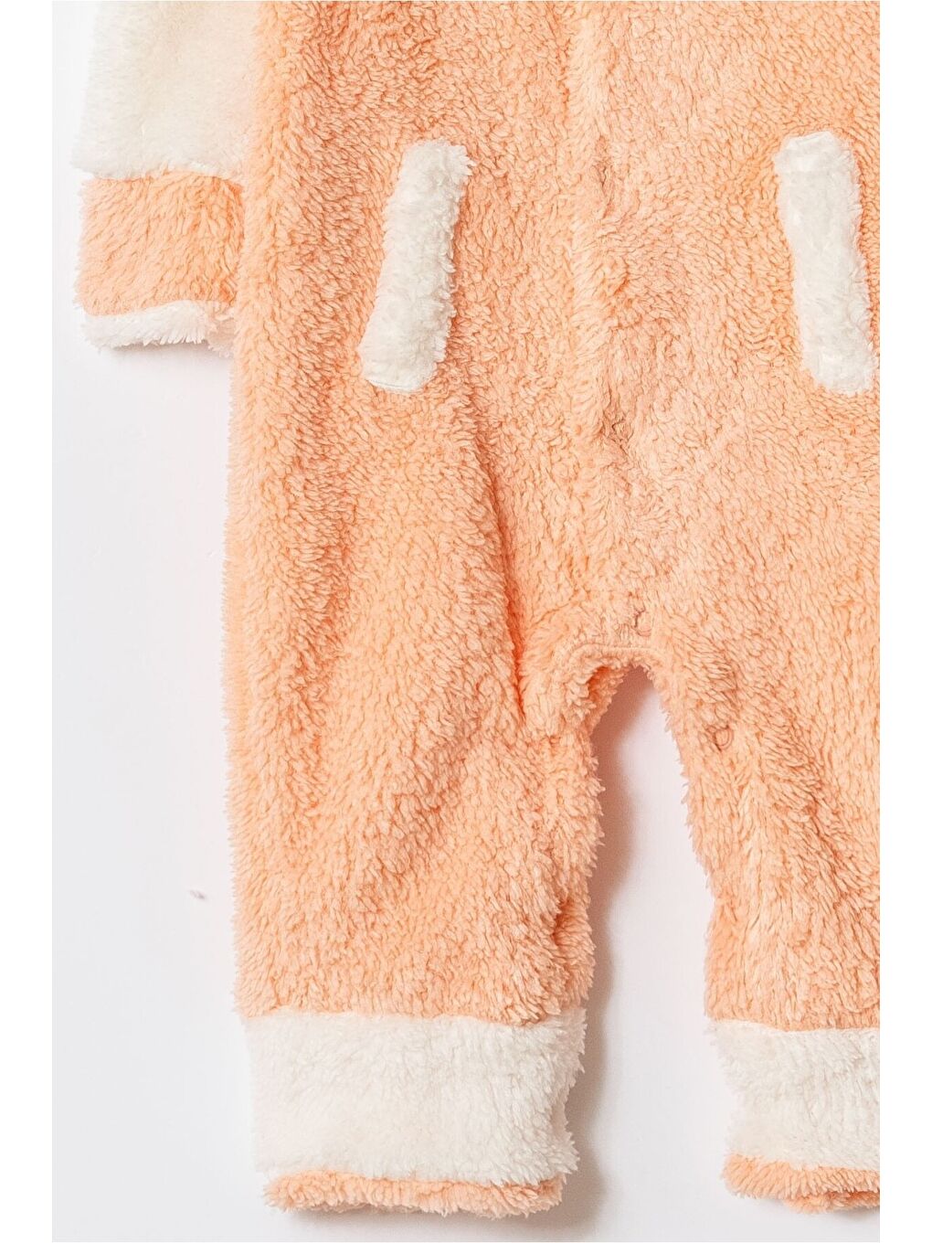 Pembe Kışlık Tatlı Welsoft Kalpli Nakışlı Kolay Giyimli Kapüşonsuz Bebek Tulum-4