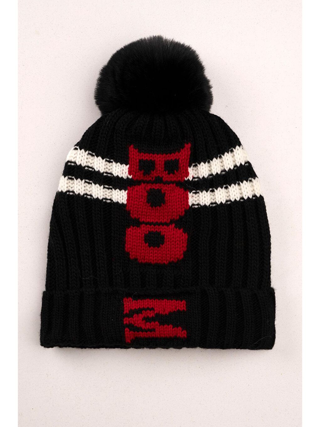 Çizgili Siyah Renk Bere