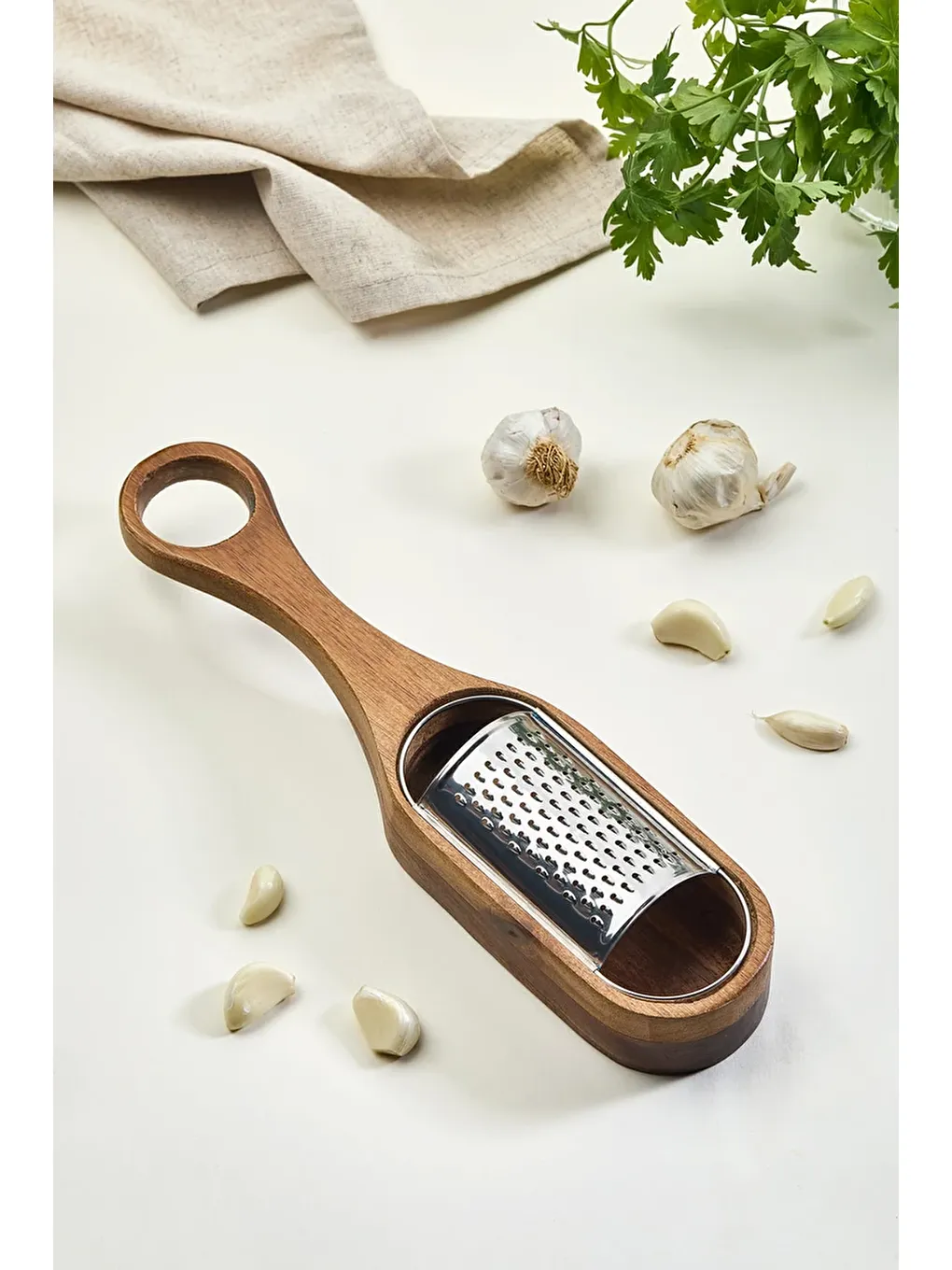 Gri Akasya Ahşap Paslanmaz Çelik El Rendesi - Hazneli-2