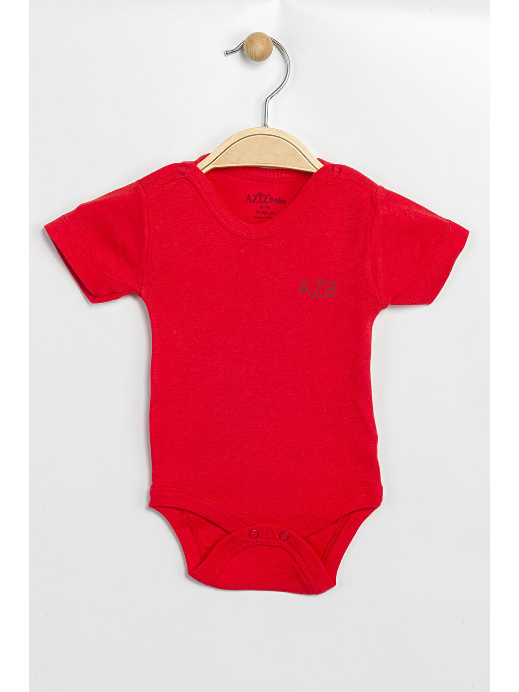 Kırmızı Erkek Kız Bebek Çıtçıtlı % 100 Pamuk Body & Zıbın