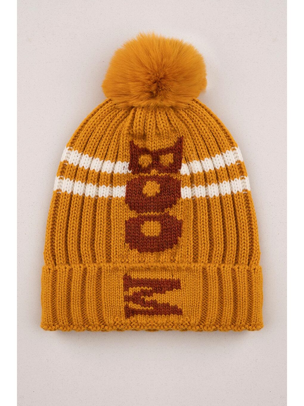 Sarı Çizgili Hardal Renk Bere