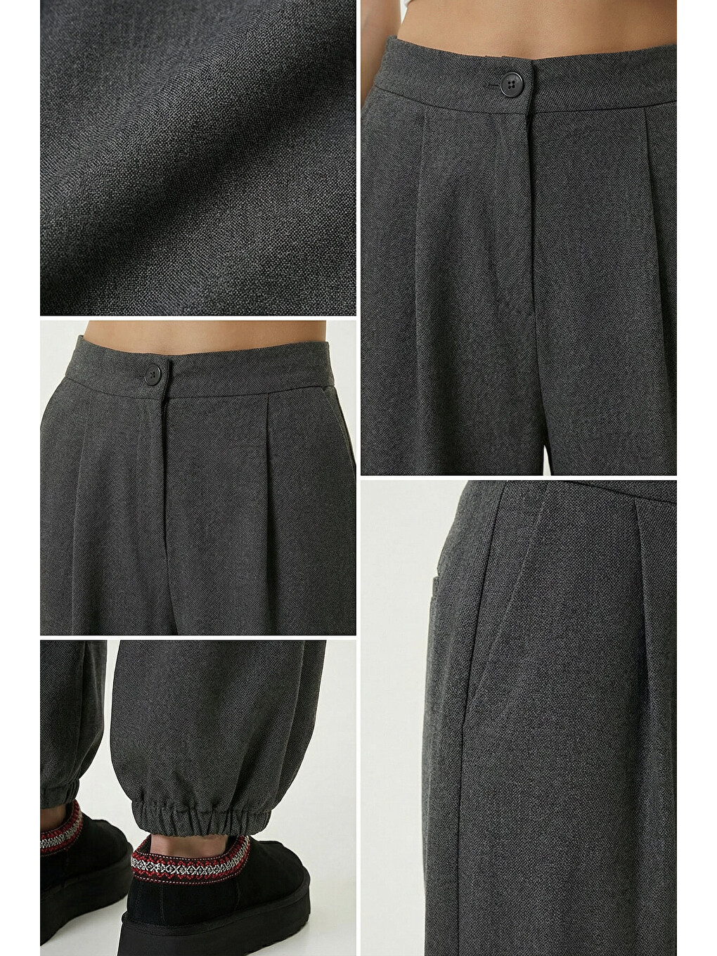Gri Poliviskon Şalvar Pantolon GRİ LBY0040-3
