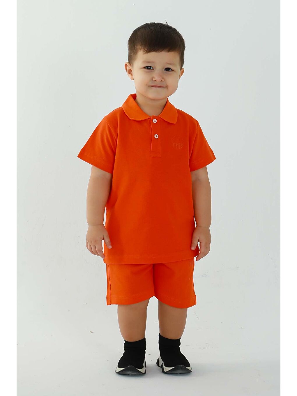 Turuncu POLO YAKA ERKEK ÇOCUK ALT ÜST ŞORTLU TAKIM