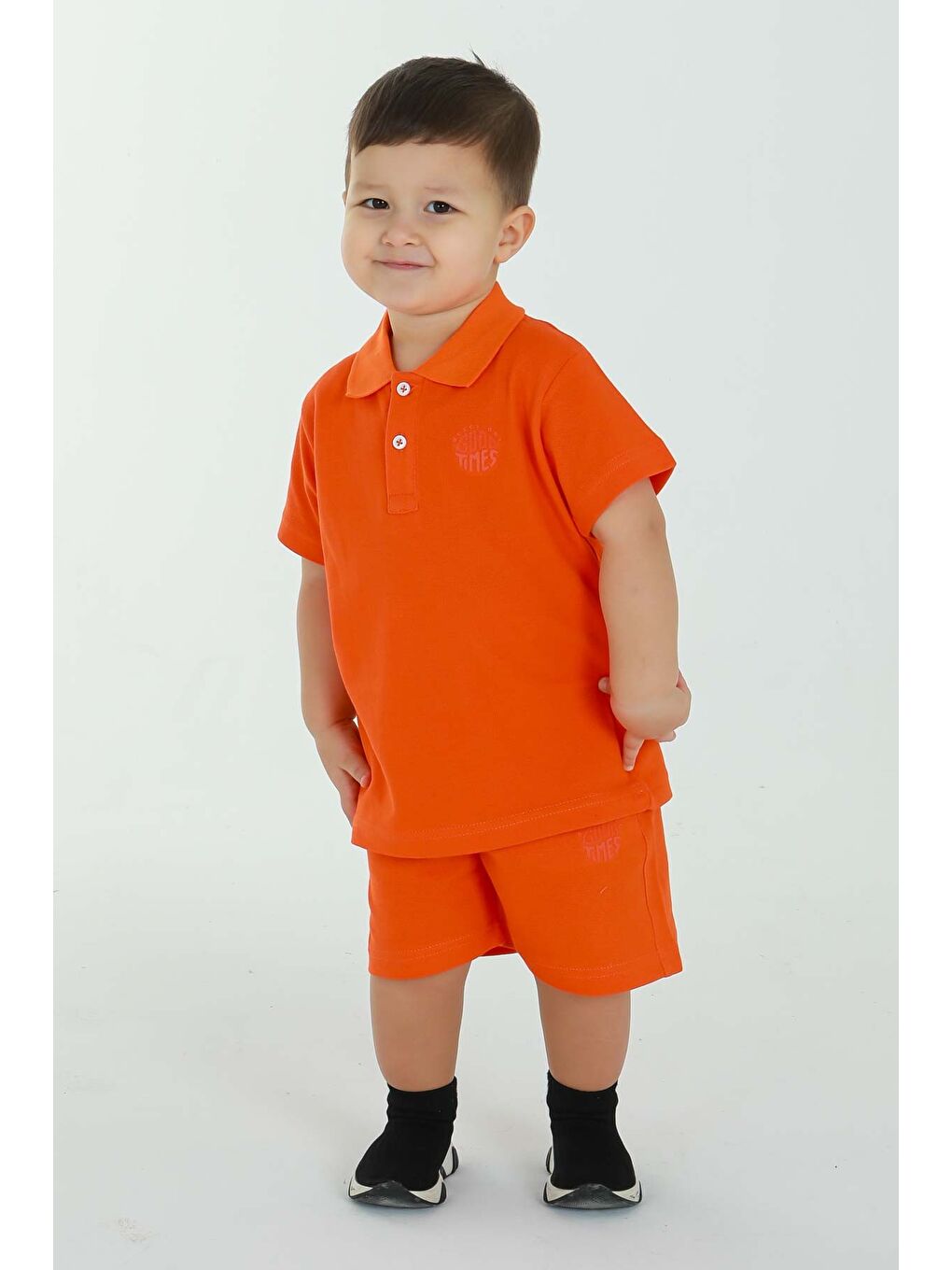 Turuncu POLO YAKA ERKEK ÇOCUK ALT ÜST ŞORTLU TAKIM-1