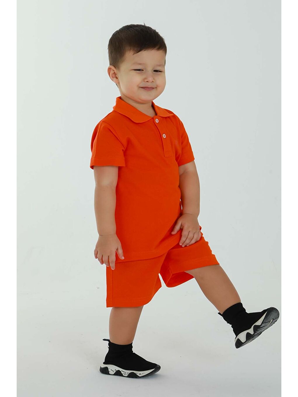 Turuncu POLO YAKA ERKEK ÇOCUK ALT ÜST ŞORTLU TAKIM-2