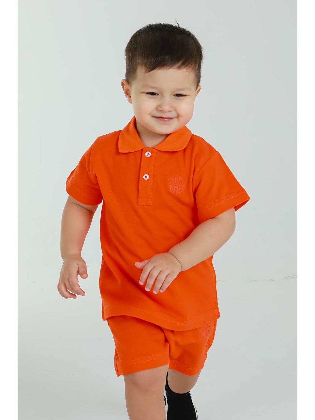 Turuncu POLO YAKA ERKEK ÇOCUK ALT ÜST ŞORTLU TAKIM-3