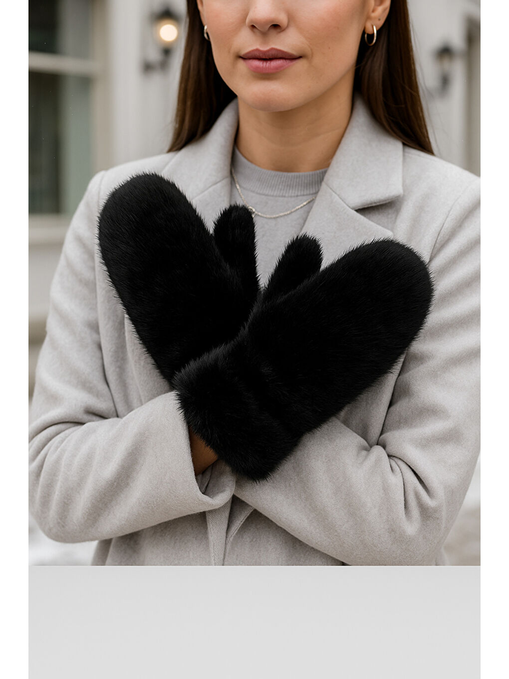 Kadın Siyah Pelüş Eldiven ELD32-3