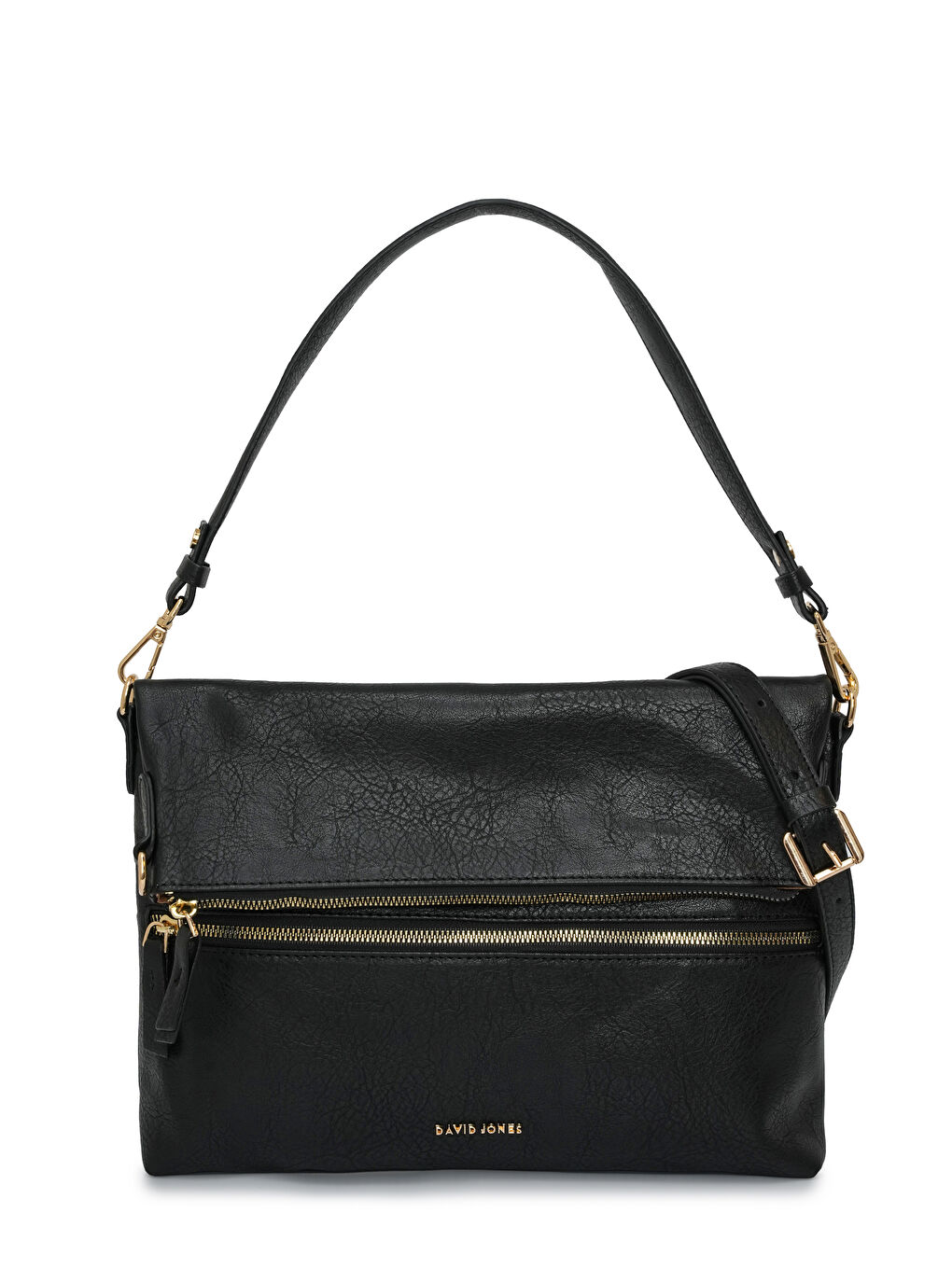 Siyah Kapaklı Fermuar Detaylı Çapraz Askılı Çanta DJ260