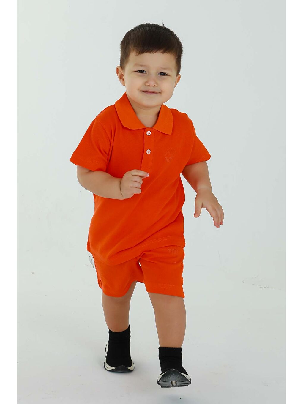 Turuncu POLO YAKA ERKEK ÇOCUK ALT ÜST ŞORTLU TAKIM-4