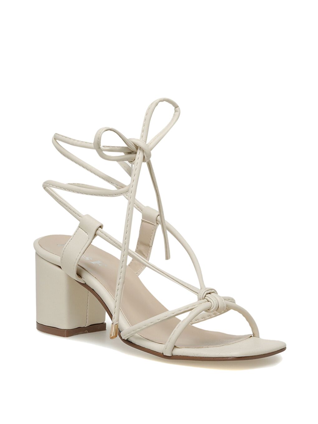 Beyaz DS23029 3FX KIRIK BEYAZ Kadın Topuklu Sandalet-1