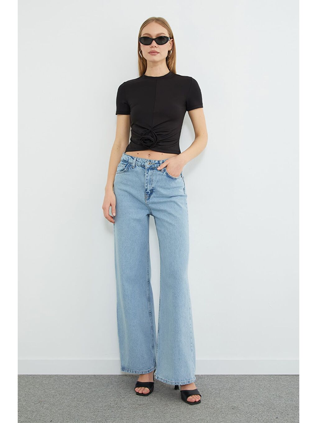 Mavi Fermuarlı Palazzo Jean