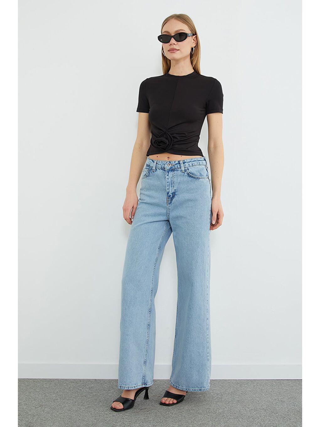 Mavi Fermuarlı Palazzo Jean-1