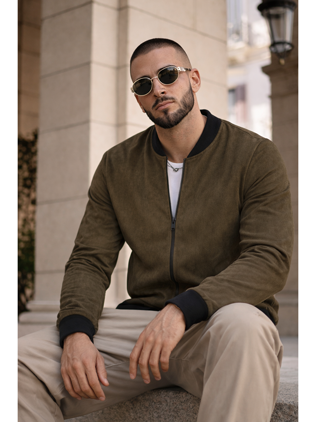 Erkek Trend Basic Günlük Premium Haki Nubuk Ceket-3