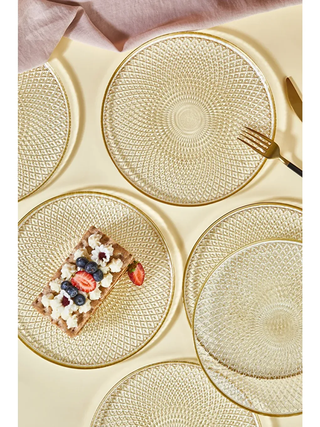 Renksiz Mina 6 Parça Pasta/Kek/Tatlı Tabağı Seti-1