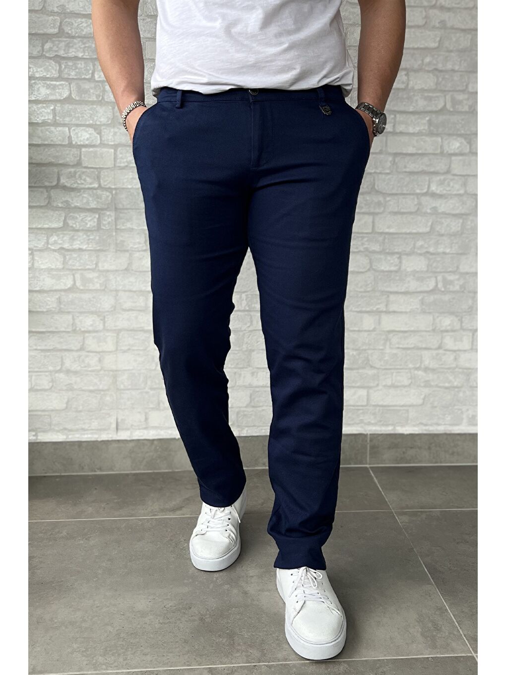 Lacivert Erkek Amblem Detaylı Gabardin Pantolon