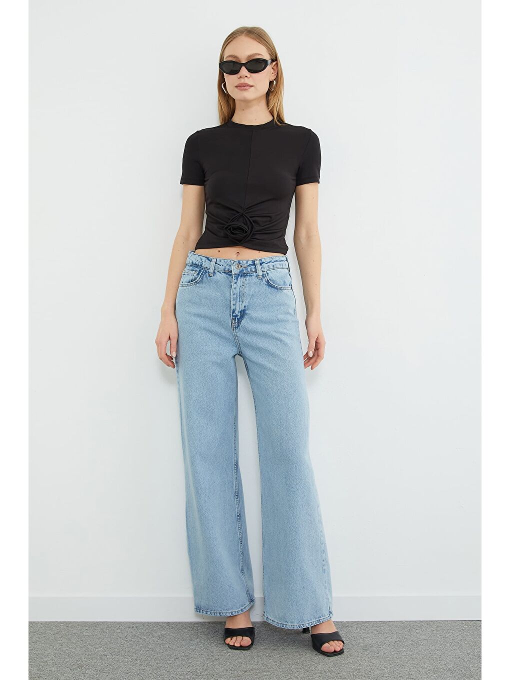 Mavi Fermuarlı Palazzo Jean-3