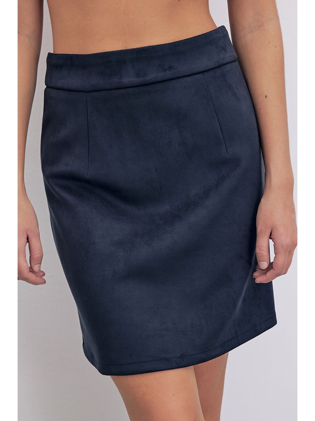 Kısa Süet Etek - Lacivert-5