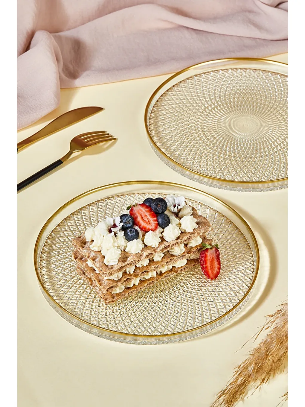 Renksiz Mina 6 Parça Pasta/Kek/Tatlı Tabağı Seti-2