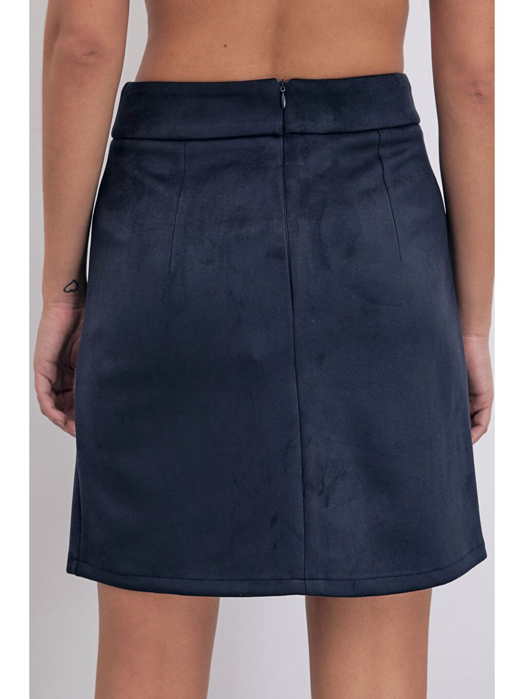 Kısa Süet Etek - Lacivert-6