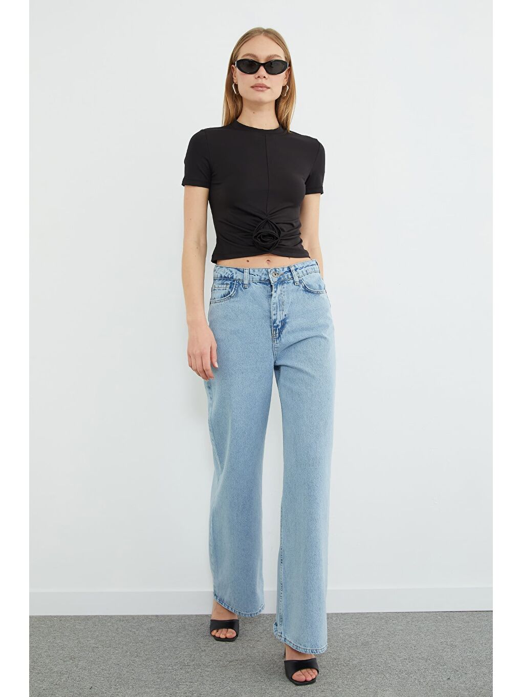 Mavi Fermuarlı Palazzo Jean-4