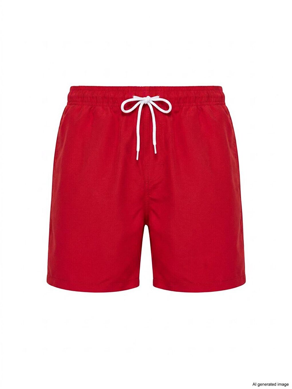 Erkek Deniz Şortu Fermuarlı Cepli File Astarlı - Kırmızı
