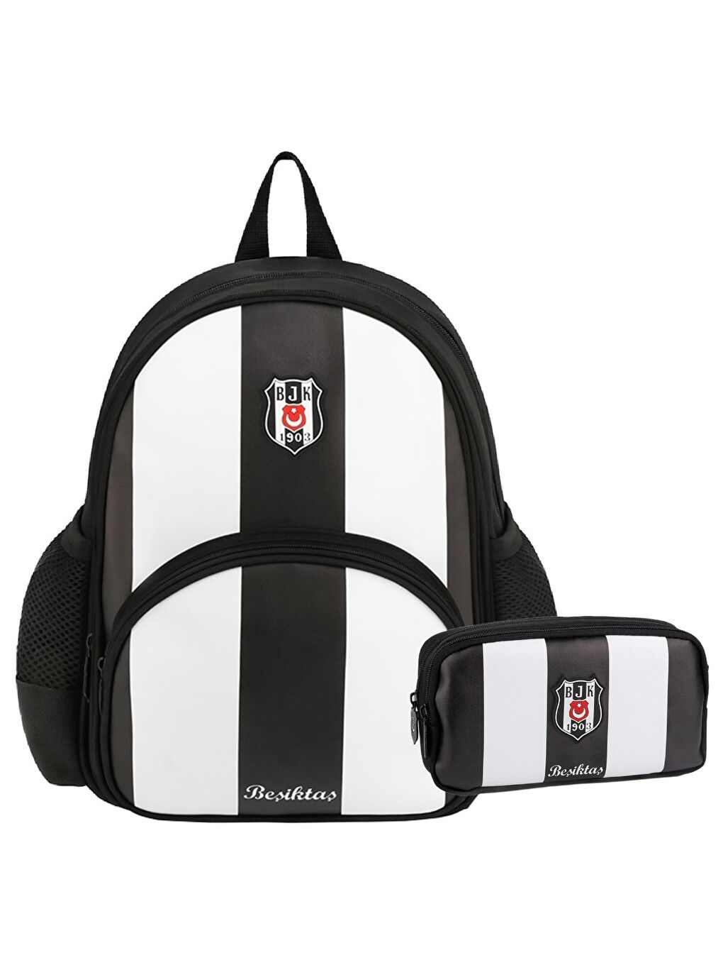 2 Bölmeli Çubuklu Suni Deri Anaokulu Çantası + Kalemlik