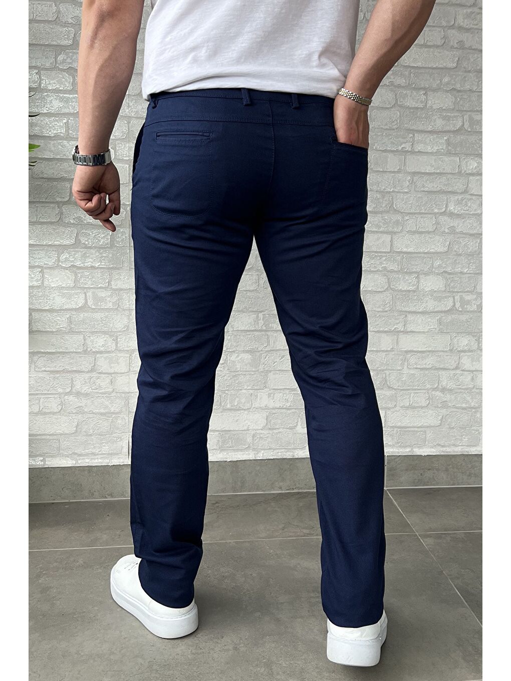 Lacivert Erkek Amblem Detaylı Gabardin Pantolon-2