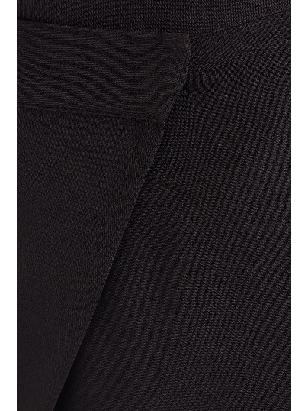 Kadın Standart Fit Geniş Paça Siyah Double Pantolon-5