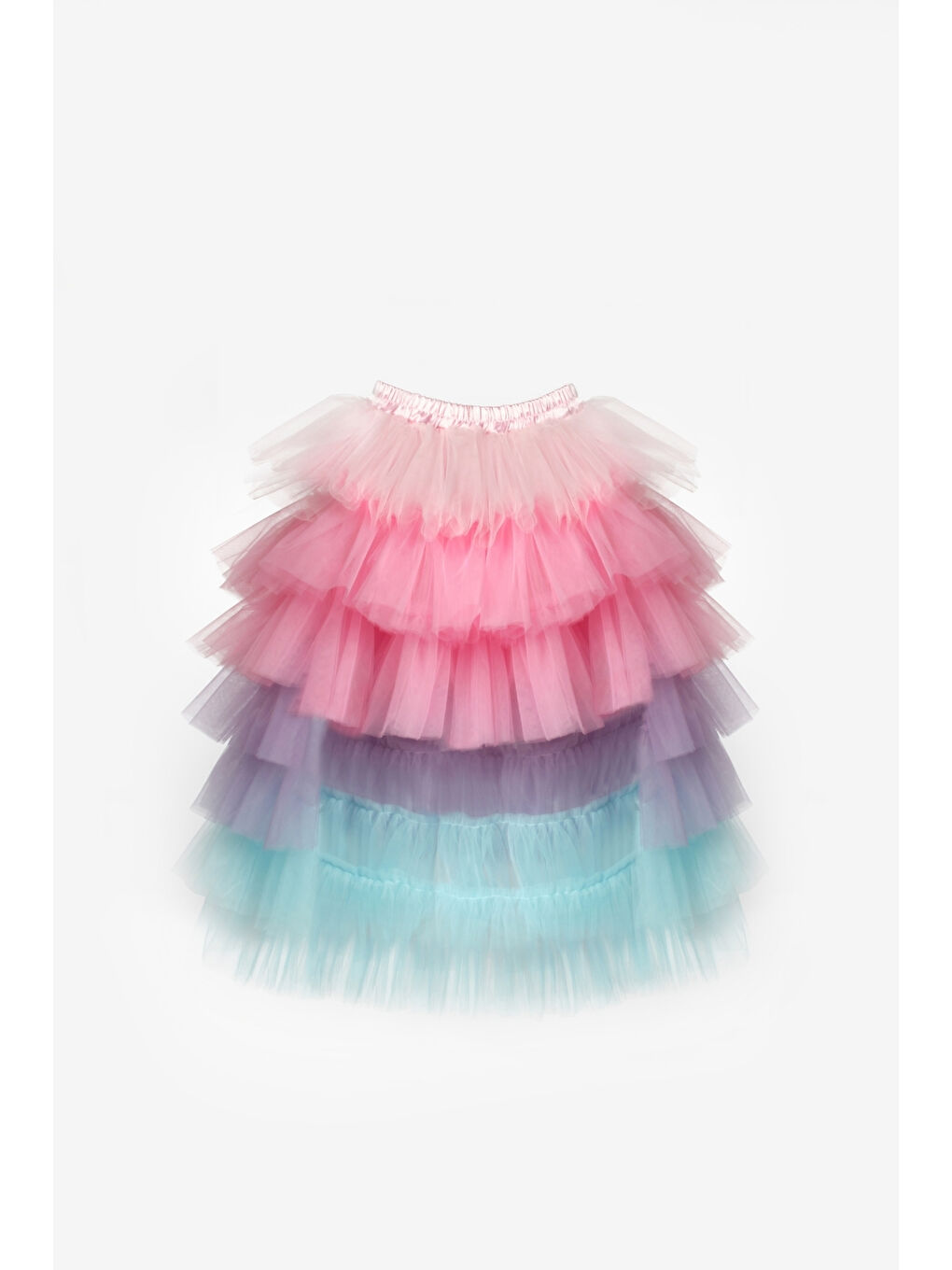 Karışık Çok Renkli Payetli Bluz ve Kat Kat Kuyruklu Tül Etek Kız Çocuk İkili Takım - Viven-2